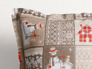 Vánoční povlak na polštář s ozdobným lemem Loneta - sněhuláci
