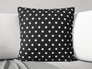 Bavlněný povlak na polštář - vzor bílé hvězdičky na černém