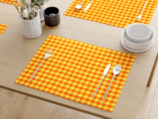 Prostírání na stůl 100% bavlna - malé oranžovo-žluté kostičky - sada 2ks