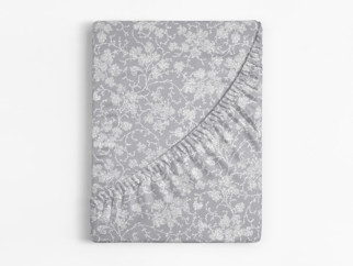 Bavlněné napínací prostěradlo - vzor popínavé květy na světle šedém