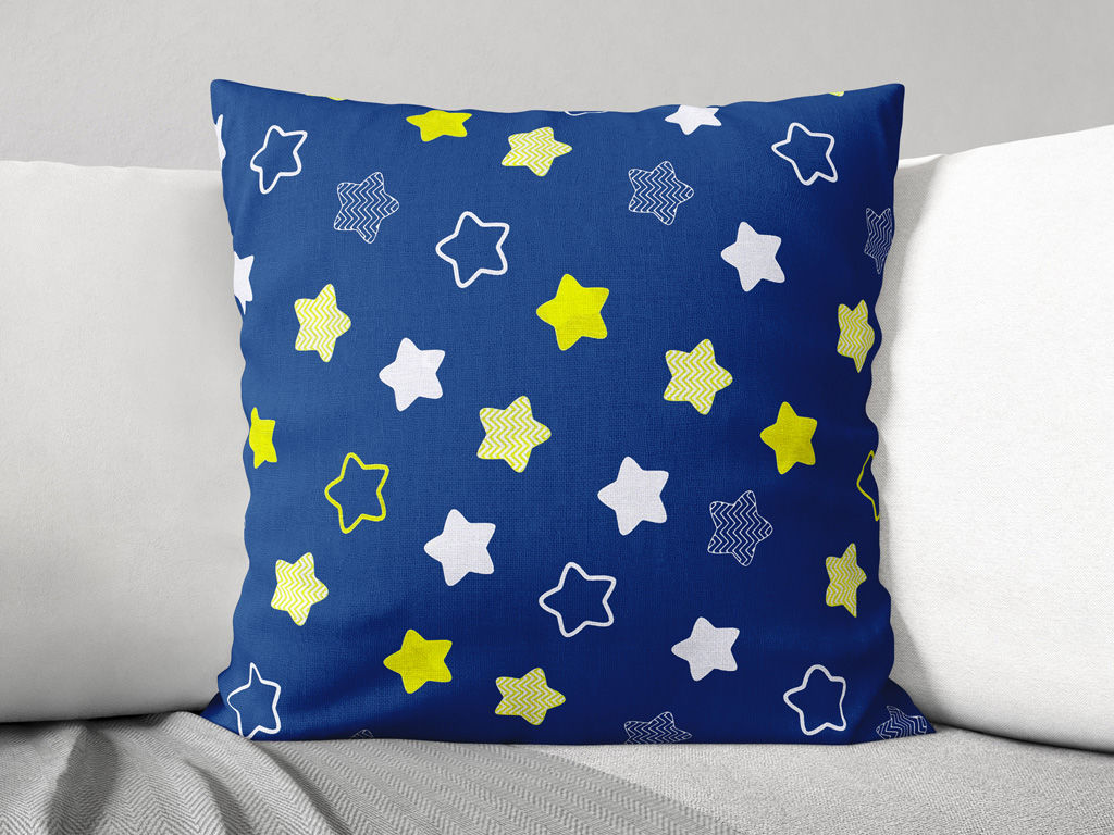 Dětský bavlněný povlak na polštář - hvězdy na tmavě modrém