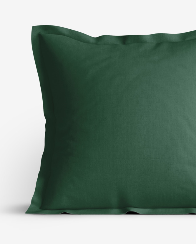 Bavlněný povlak na polštář s ozdobným lemem - tmavě zelený