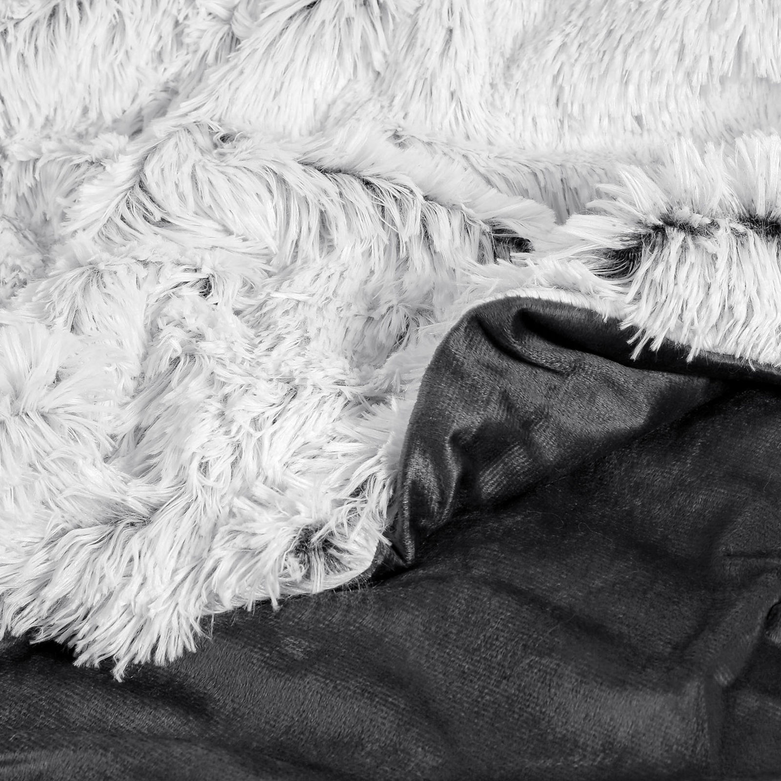 Luxusní deka - mikro s extra dlouhým vlasem - šedá/bílá