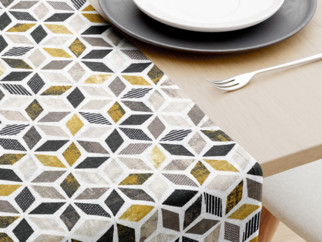 Dekorační běhoun na stůl VINTAGE - vzor mozaika se zlatou