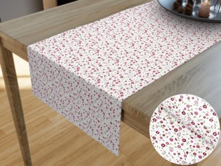 Běhoun na stůl 100% bavlněné plátno - růžové malované květinky