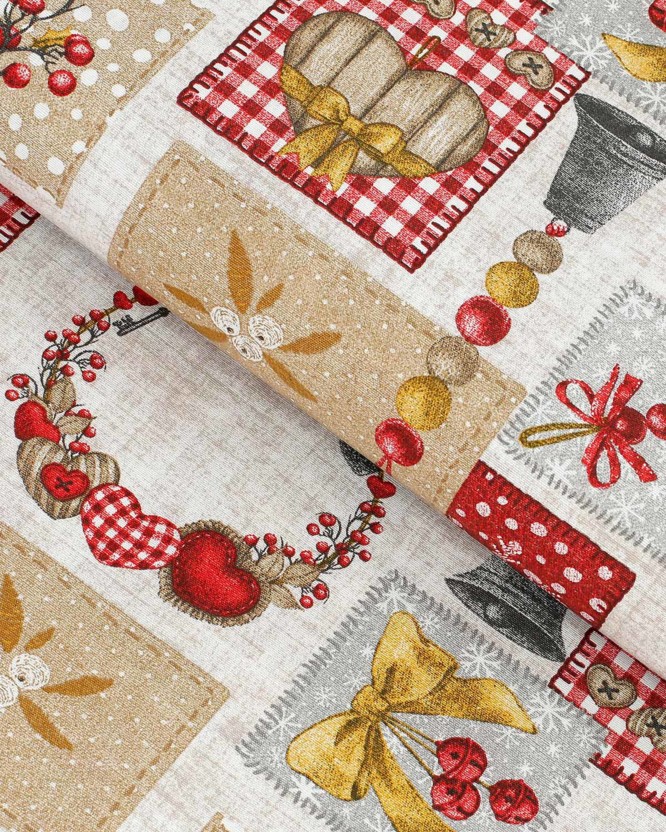 Dekorační látka Loneta - vánoční ozdoby patchwork