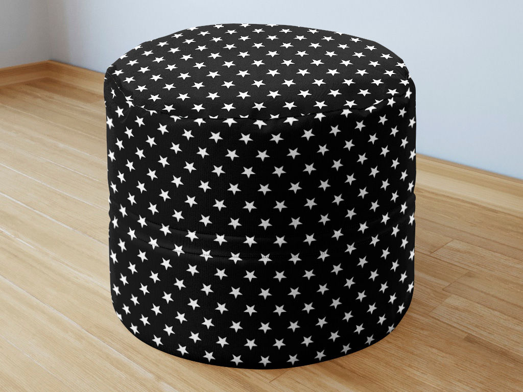 Bavlněný sedací bobek 50x40cm - bílé hvězdičky na černém
