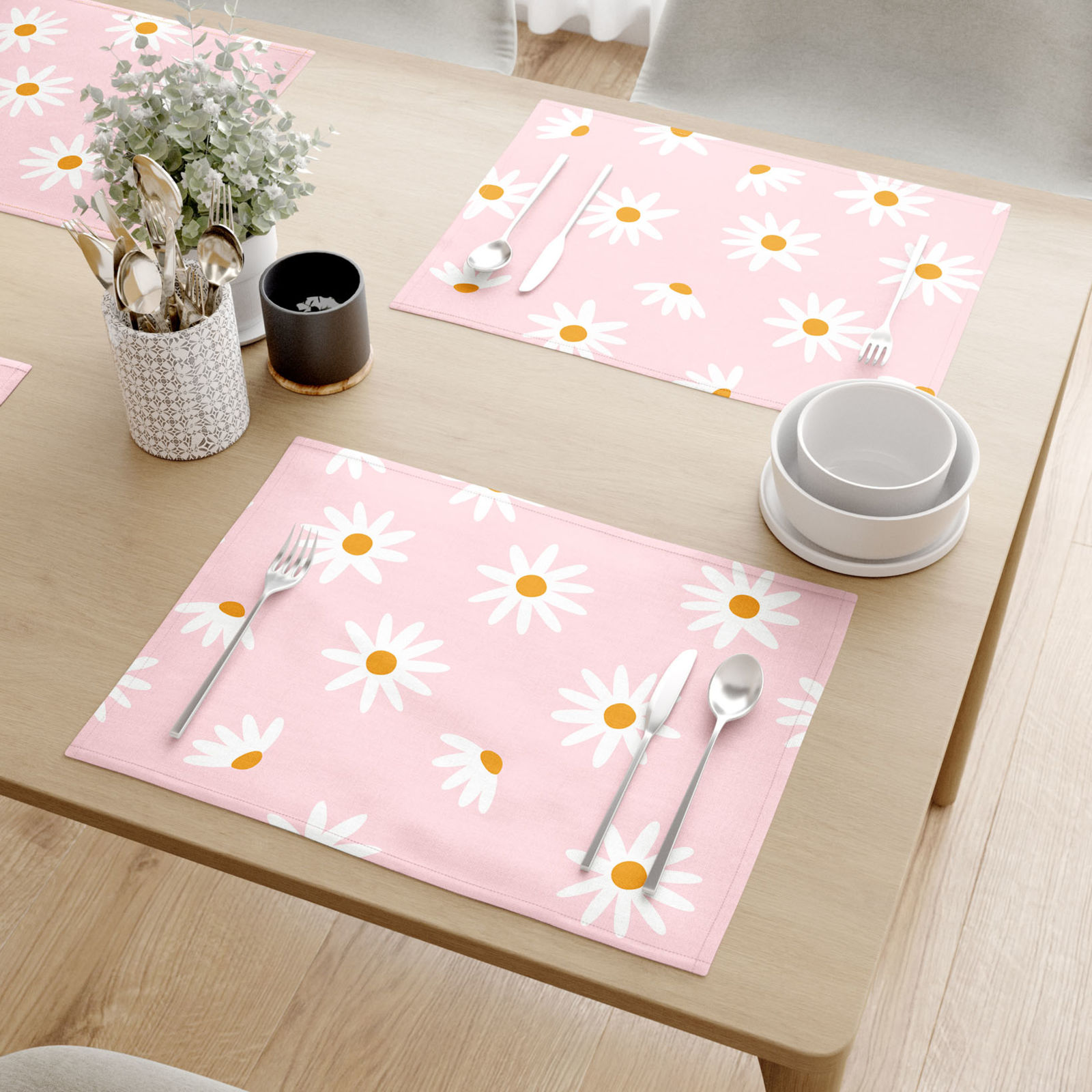 Prostírání na stůl 100% bavlněné plátno - květy kopretin - sada 2ks