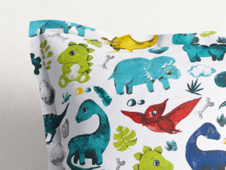 Dětský bavlněný povlak na polštář s ozdobným lemem - dinosauří svět