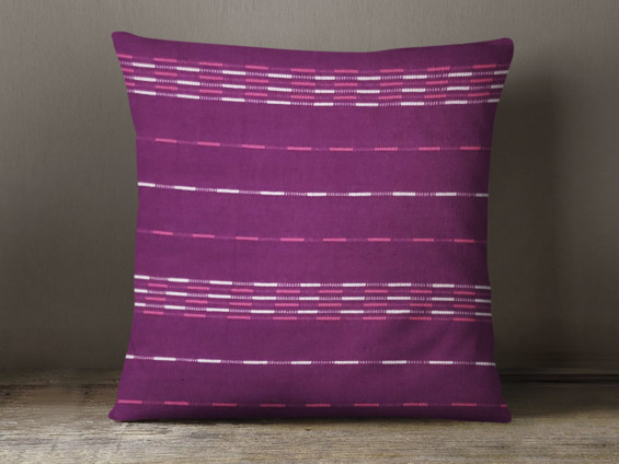 Bavlněný povlak na polštář KANAFAS - vzor fialové pruhy