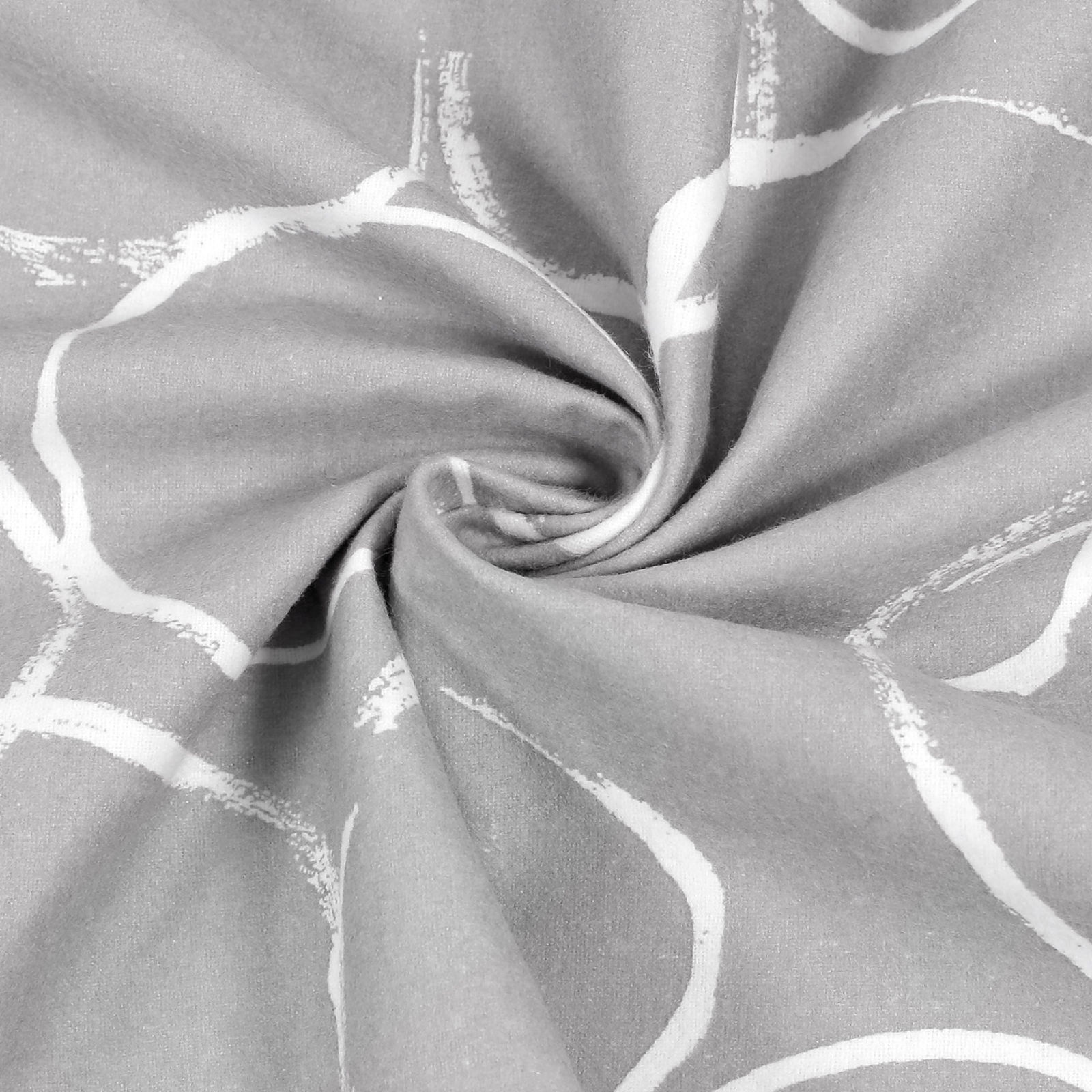 Flanelová látka - abstraktní obrysy na šedém