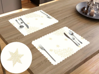 Teflonové prostírání na stůl - vzor zlaté vánoční stromečky a hvězdičky - sada 2ks