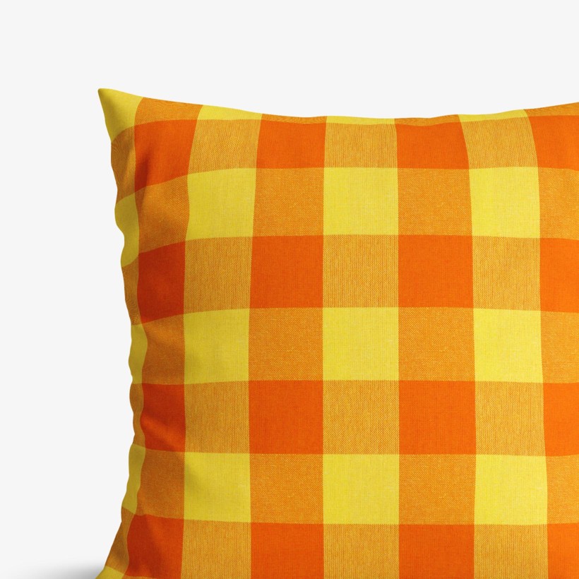 Bavlněný povlak na polštář - velké oranžovo-žluté kostky