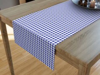 Bavlněný běhoun na stůl - vzor modré a bílé kostičky