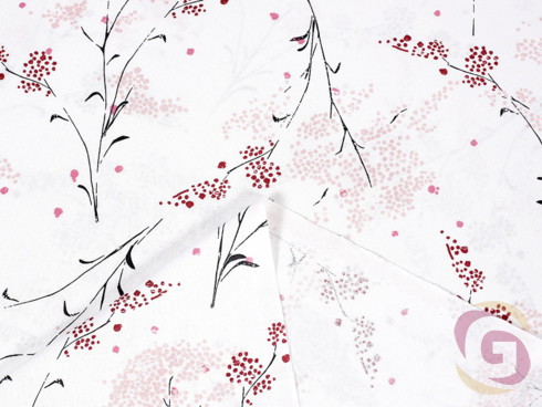 Bavlněné plátno SIMONA - vzor 934 japonské květy na bílém