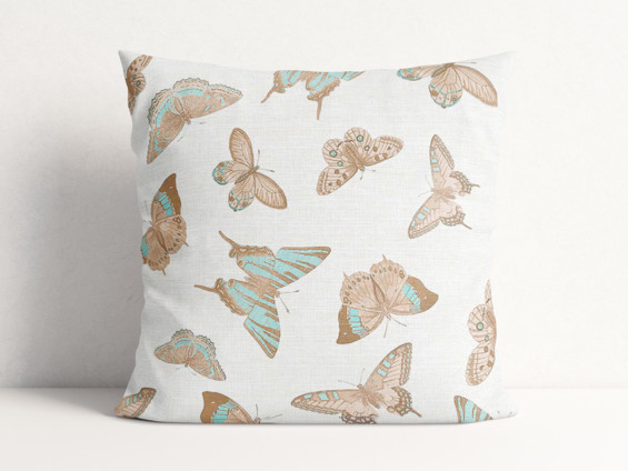Dekorační povlak na polštář Loneta - tyrkysoví motýli