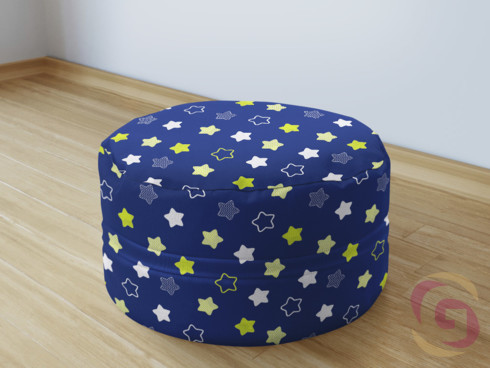 Bavlněný sedací bobek - vzor hvězdy na tmavě modrém
