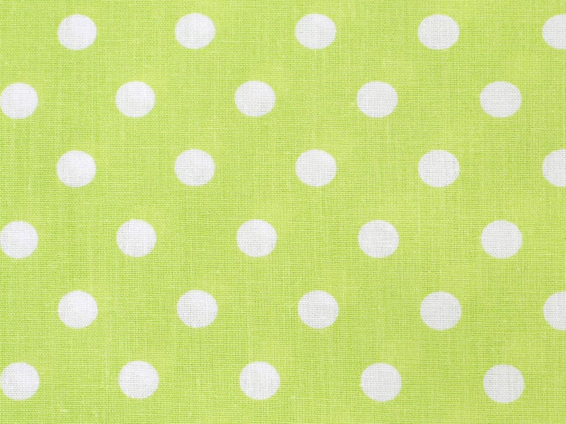 Bavlněné plátno - bílé puntíky na pistáciově zeleném