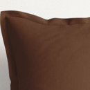 Bavlněný povlak na polštář s ozdobným lemem - tmavě hnědý