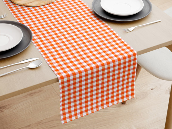 Běhoun na stůl Menorca - oranžové a bílé kostičky