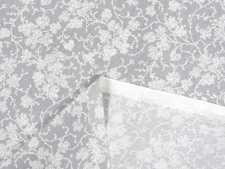 Bavlněný závěs - vzor popínavé květy na světle šedém