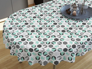 Oválný dekorační ubrus LONETA - vzor mintový hexagon