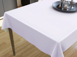 Luxusní teflonový ubrus - bílý s fialovým nádechem s lesklými čtverečky