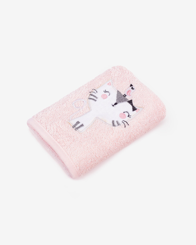 Dětský froté ručník Lili 30x50 cm růžový - kočka