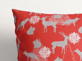 Vánoční povlak na polštář Loneta - vánoční zvířátka na červeném