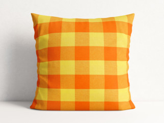 Bavlněný povlak na polštář KANAFAS - vzor velké oranžovo-žluté kostky