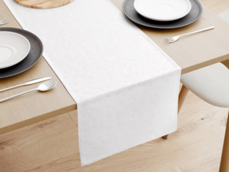 Exkluzivní teflonový běhoun na stůl - bílý s ozdobnými kamínky