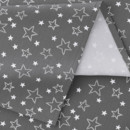 Oválný vánoční bavlněný ubrus - vzor bílé hvězdičky na šedém