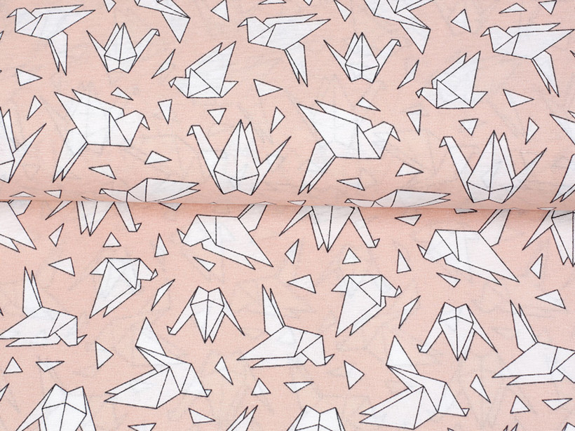 Dekorační látka Loneta - origami na lososovém