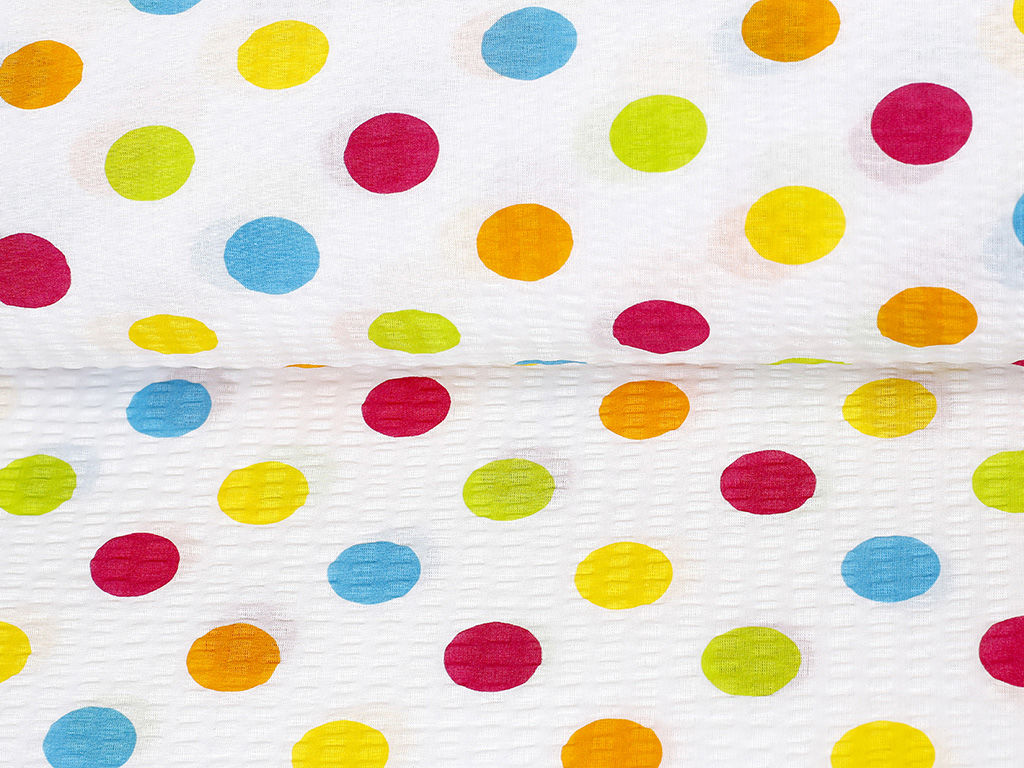 Bavlněný krep - velké barevné puntíky