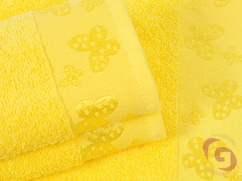 Dětský froté ručník Motýlci 30x50 cm - žlutý