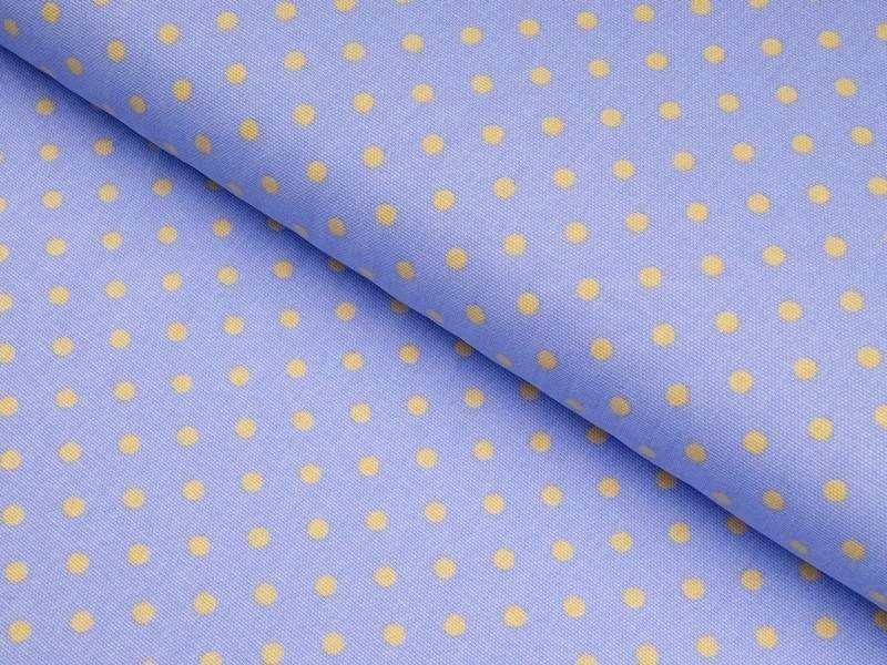 Bavlněná látka Mestral - žluté puntíky na modrém