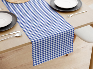 Běhoun na stůl 100% bavlněné plátno - modré a bílé kostičky