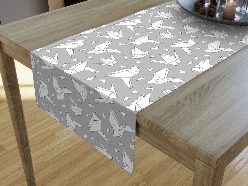 Běhoun na stůl Loneta - origami na šedém