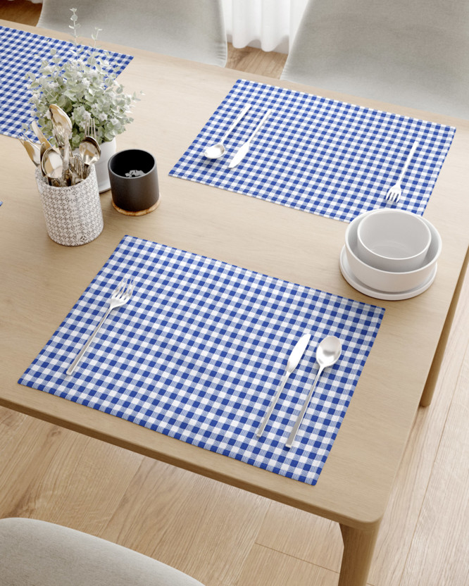 Prostírání na stůl 100% bavlněné plátno - modré a bílé kostičky - sada 2ks