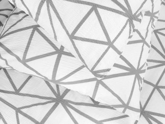 Krepové ložní povlečení Deluxe - šedé geometrické tvary na bílém