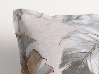 Dekorační povlak na polštář s ozdobným lemem LONETA - šedé a hnědé peří