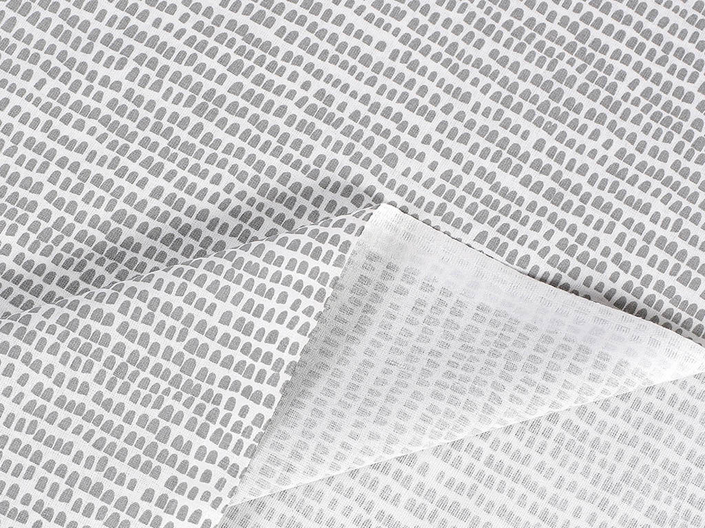 Bavlněné plátno - drobné šedé tvary na bílém