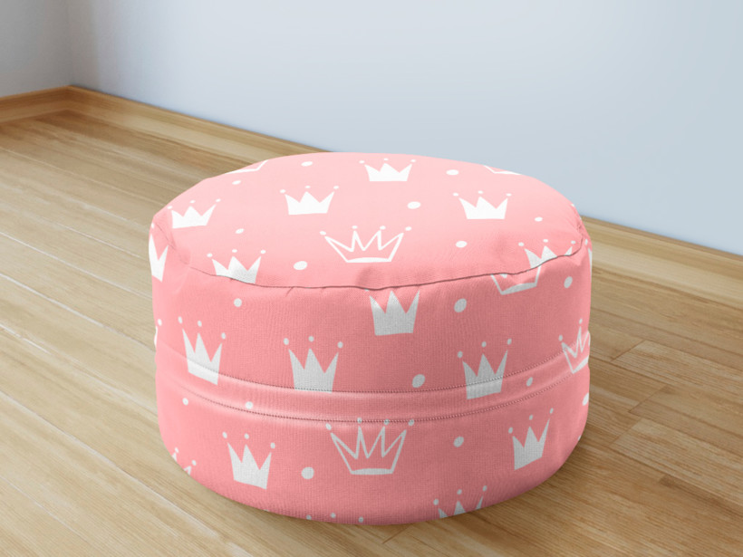 Dětský bavlněný sedací bobek 50x20cm - korunky na růžovém