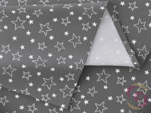 Vánoční bavlněný závěs na míru - vzor bílé hvězdičky na šedém