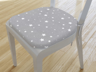 Bavlněný oblý podsedák 39x37 cm - vzor drobné bílé hvězdičky na šedém