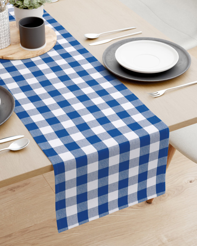 Běhoun na stůl Menorca - velké modré a bílé kostičky