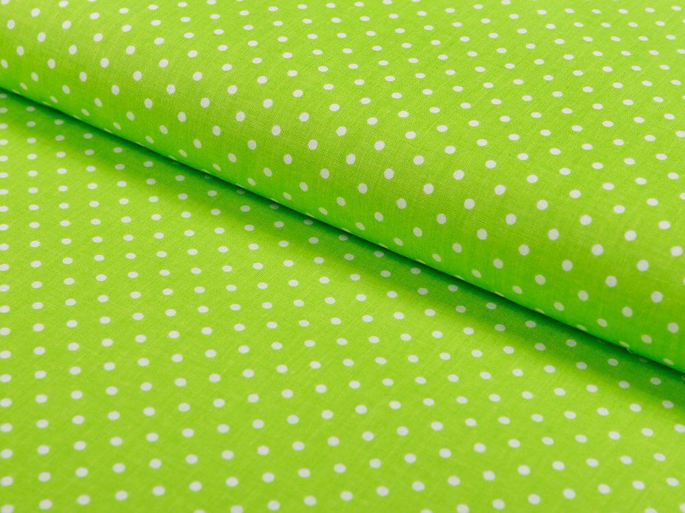 Bavlněné plátno - bílé puntíky na zeleném