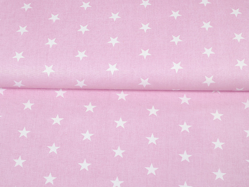 Bavlněné plátno - bílé hvězdičky na růžovém