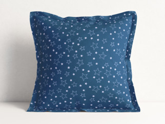 Bavlněný povlak na polštář s ozdobným lemem - bílé hvězdičky na modrém