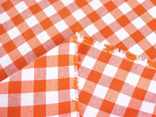 Prostírání na stůl Menorca - oranžové a bílé kostičky - sada 2ks